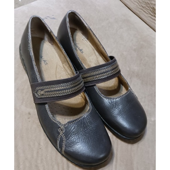 Clarks Womens Active Air Brown Geraldine Mary Jane Leather Flats, Size 9 - Picture 1 of 6
